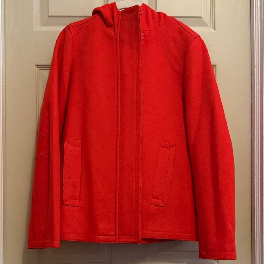 J. Crew Milton Wool Hooded Coat in Vibrant Red